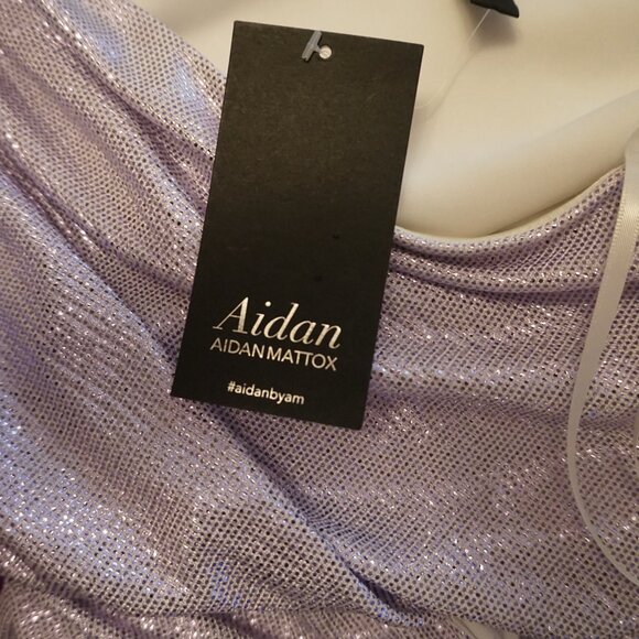 New Aidan Mattox Silver One Shoulder Formal Gown Size 2 - Picture 4 of 12